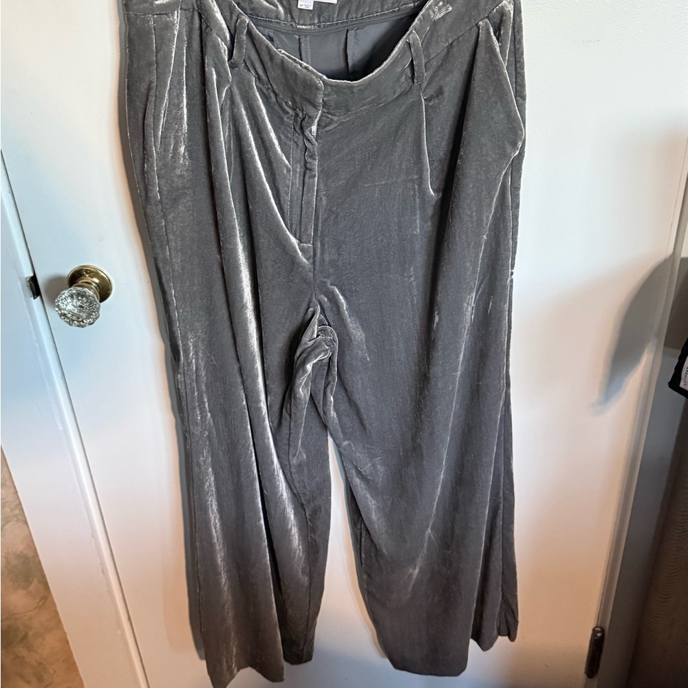 LOFT Charcoal Velvet Trousers